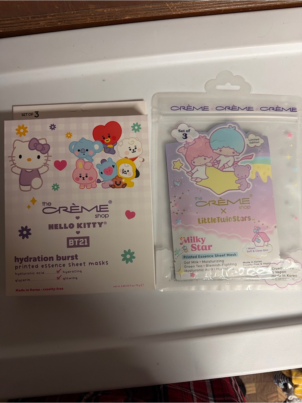The Crème Shop Hello Kitty & BT21 Hydration Burst Sheet Masks - Purple